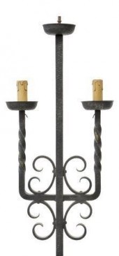 FRENCH WROUGHT IRON THREE-LIGH