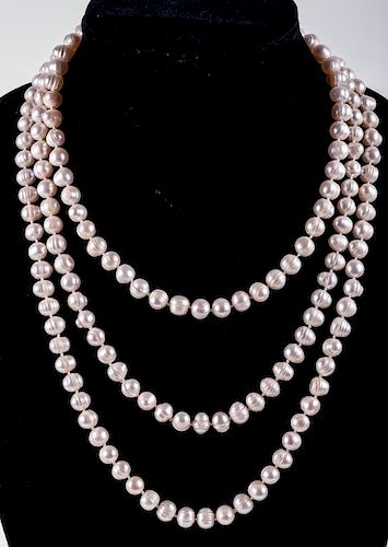 FRESHWATER PEARL NECKLACE, 65" ROPE