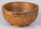 FRISIAN CARVED WOOD BOWL, 18TH