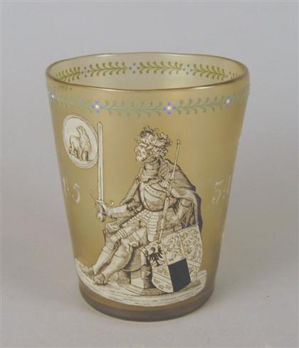 Fritz Heckert enameled glass beaker