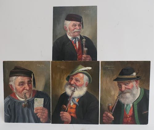 FRITZ MULLER, 4 PORTRAITS OF MEN W/