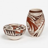 FROG WOMAN POTTERY VASE AND SE