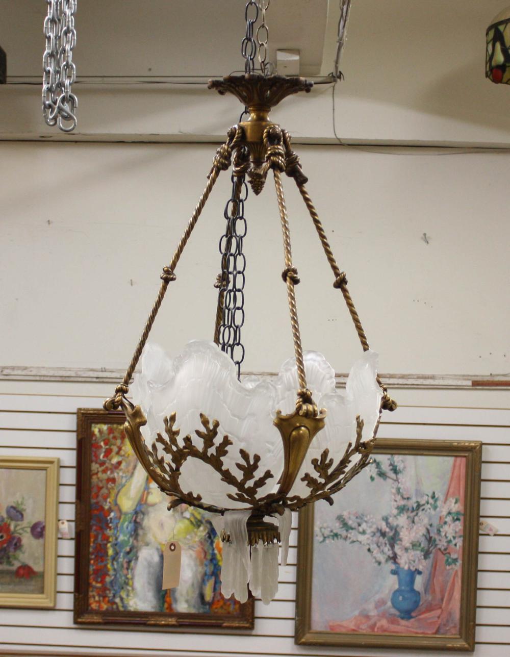 FROSTED GLASS AND GILT BRONZE