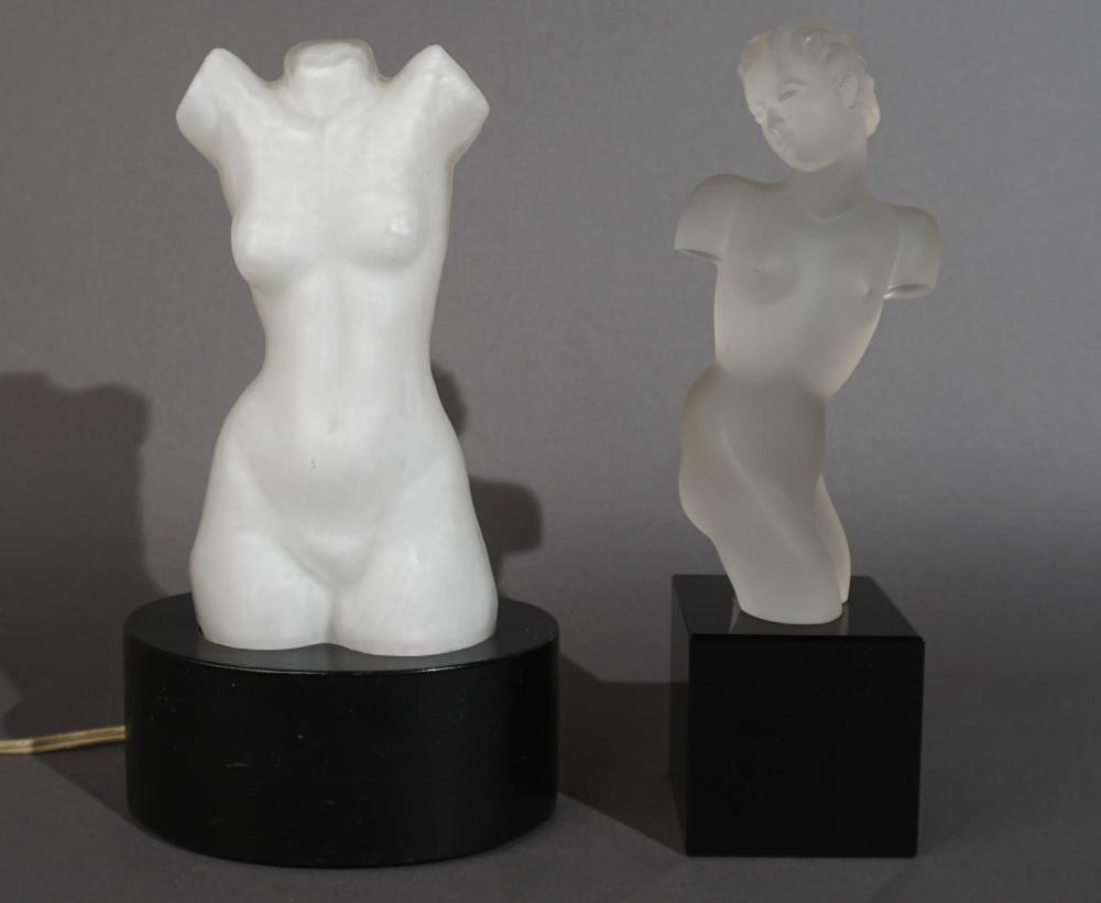 FROSTED GLASS FEMALE TORSO AND A