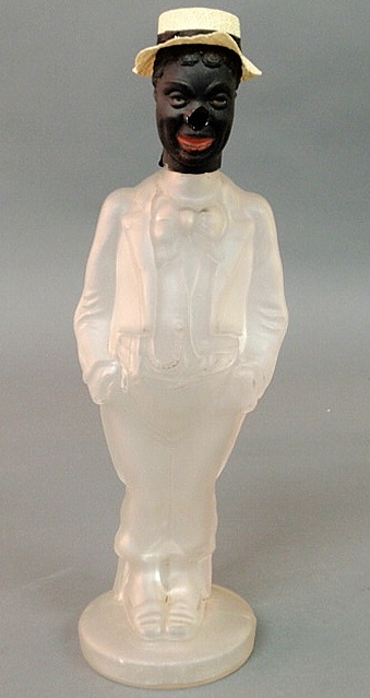 Frosted glass spirits bottle in the