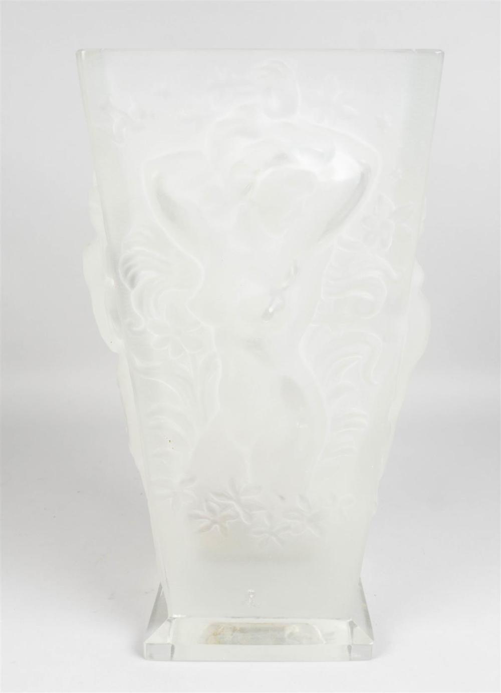 FROSTED SQUARE GLASS VASE WITH