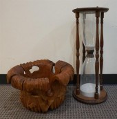 FRUITWOOD AND GLASS HOURGLASS