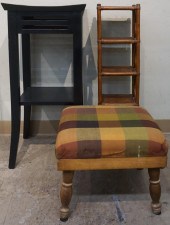FRUITWOOD AND UPHOLSTERED FOOT