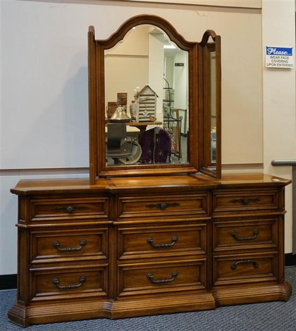 FRUITWOOD ARMOIRE, TRIPLE DRESSER