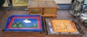 FRUITWOOD HINGED BOX AND FIVE