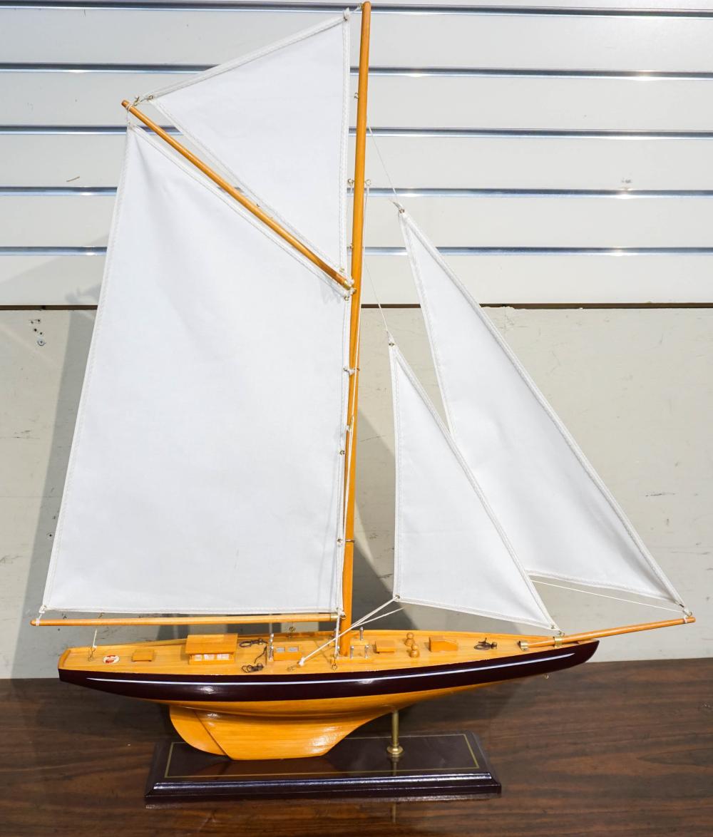 FRUITWOOD MODEL SAILBOAT, H: 32 1/2