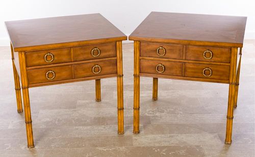 FRUITWOOD PARQUETRY TOP END TABLES,