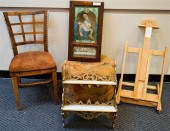 FRUITWOOD SIDE CHAIR, UPHOLSTE