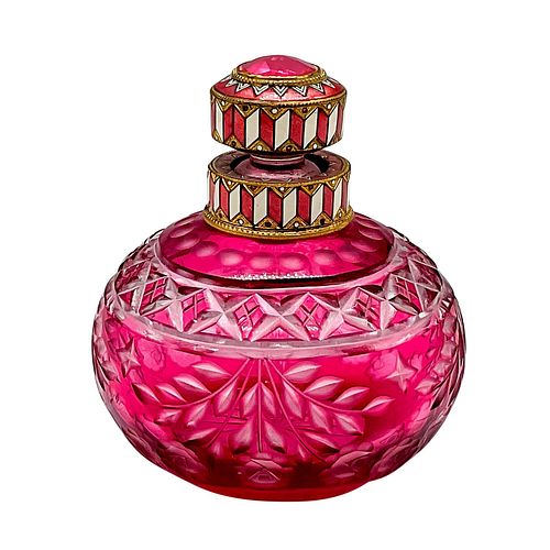 FUCHSIA CUT TO CLEAR PERFUME BOTTLE