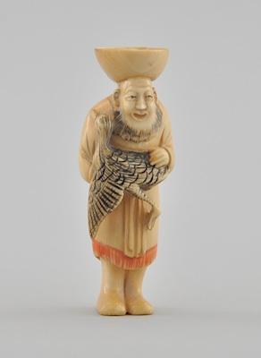 Fukurokuju with a Stork Ivory