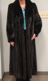 Full length black mink coat, a