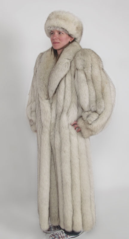 FULL LENGTH SILVER FOX COAT AND