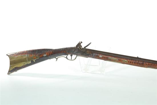 FULL STOCK FLINTLOCK RIFLE. 