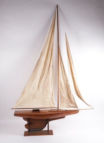FULLY RIGGED POND BOAT, 19TH