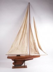 FULLY RIGGED POND BOAT, 19TH C