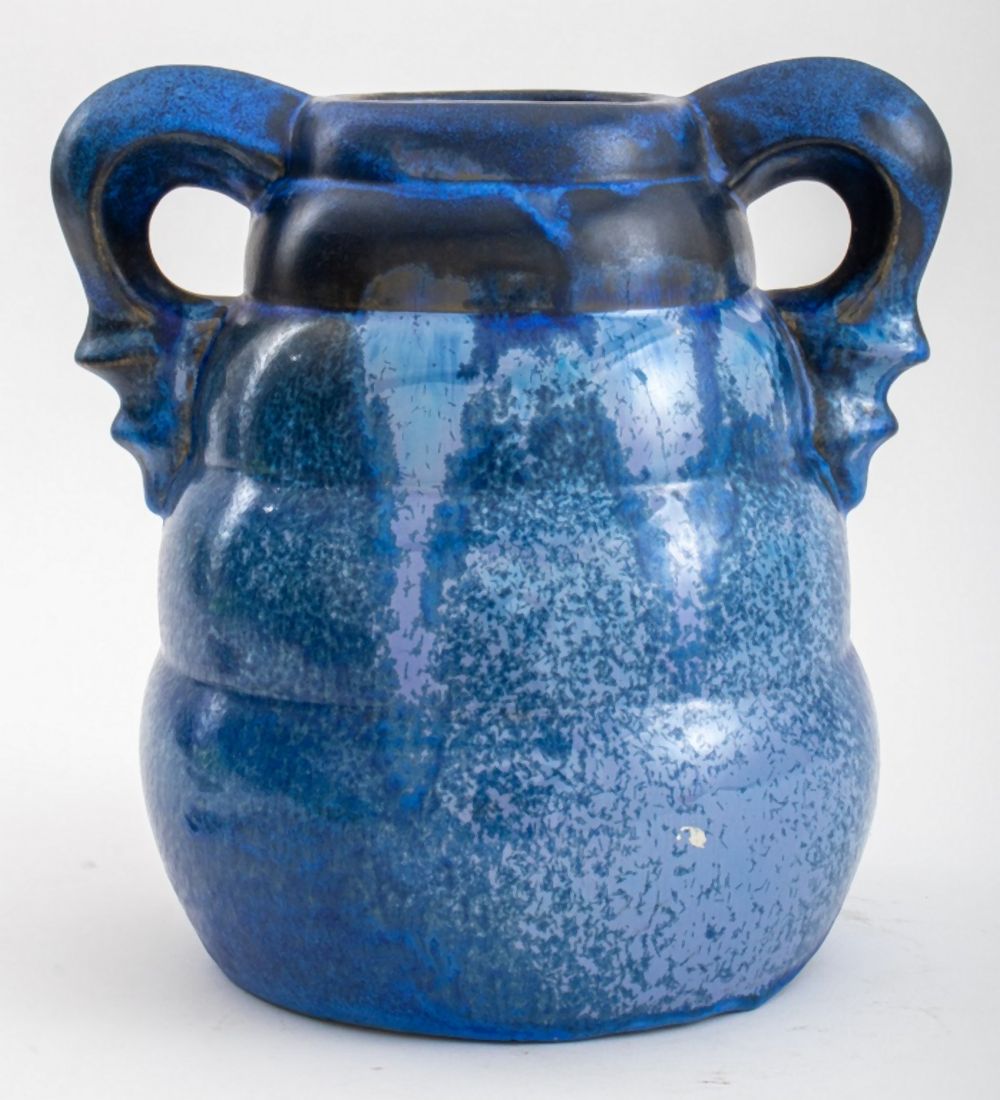 FULPER BLUE GLAZED POTTERY VASE,