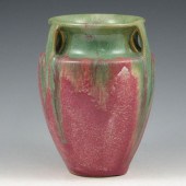 Fulper bullet vase with green