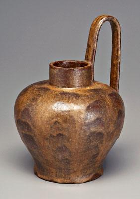 Fulper jug, exaggerated strap
