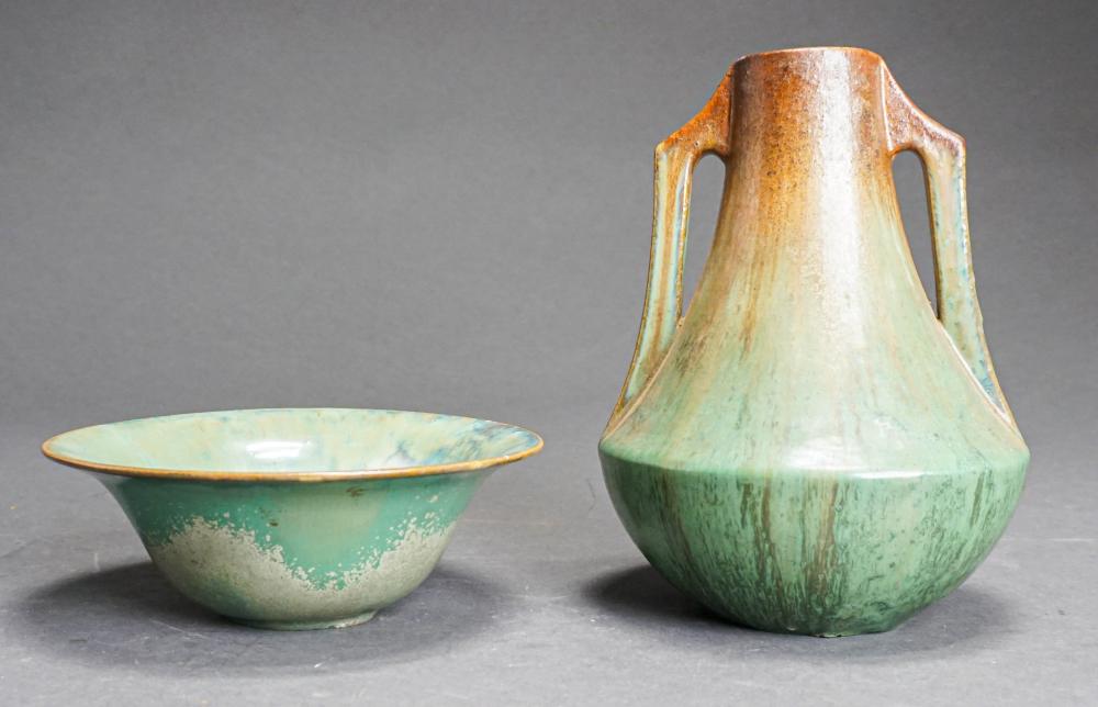 FULPER POTTERY GREEN GLAZED TWO