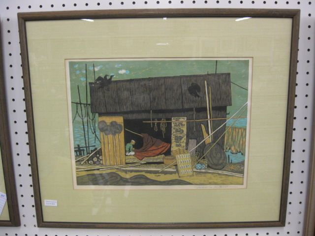 Fumio Kitaoka Woodblock ''Fishing