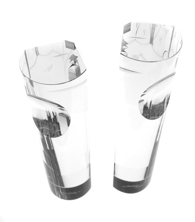 FUMIO SASA, (2) FIGURAL CUT GLASS