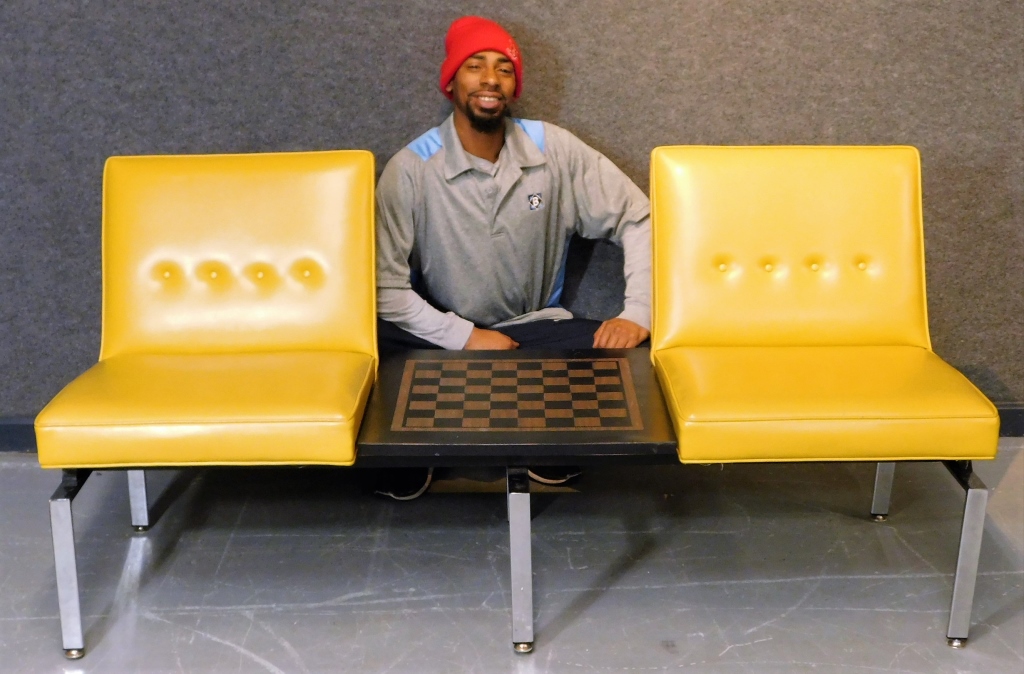 FUN MCM CHROME SETTEE AND CHESS