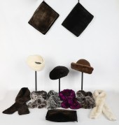 Fur and faux fur hats, muffs a