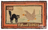 FUR AND FEATHERS HOOKED RUG, D