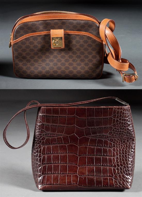 Furla brown alligator patterned