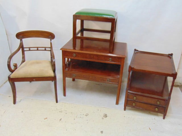 FURNITURE LOT, ANTIQUE ARM CHAIR,