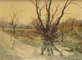 G. BELFINE, FLOODED ROAD, OIL