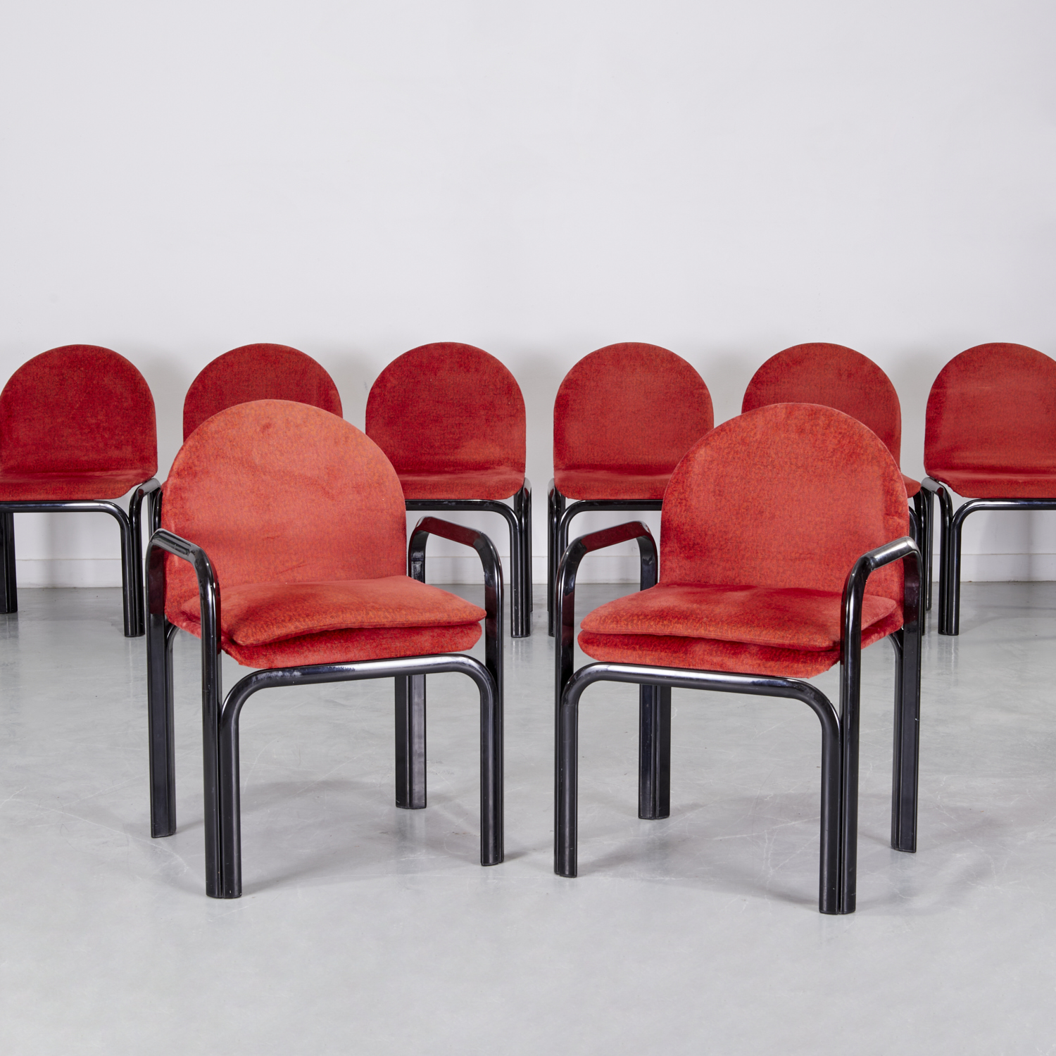 GAE AULENTI, (8) DINING CHAIRS c.