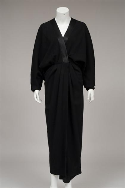 Galanos black wool crepe kimono