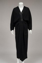 Galanos black wool crepe kimon