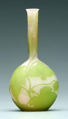 Gallé bud vase, satin cut-back,