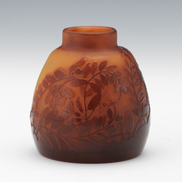 GALLE BULBOUS CAMEO FERN VASE 4"