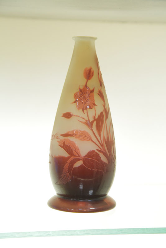 GALLE CAMEO BUD VASE. Tapered and