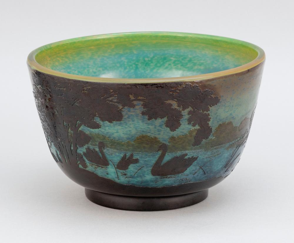 GALLÉ CAMEO GLASS FOOTED BOWL
