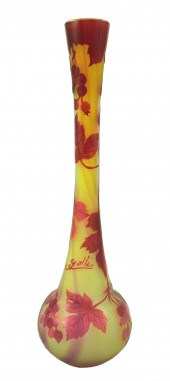 GALLE CAMEO GLASS VASE, FRENCH