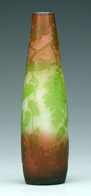 Gallé cameo glass vase, green and