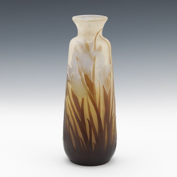 GALLE CAMEO IRIS VASE 11 ½"  x 4 ¾"