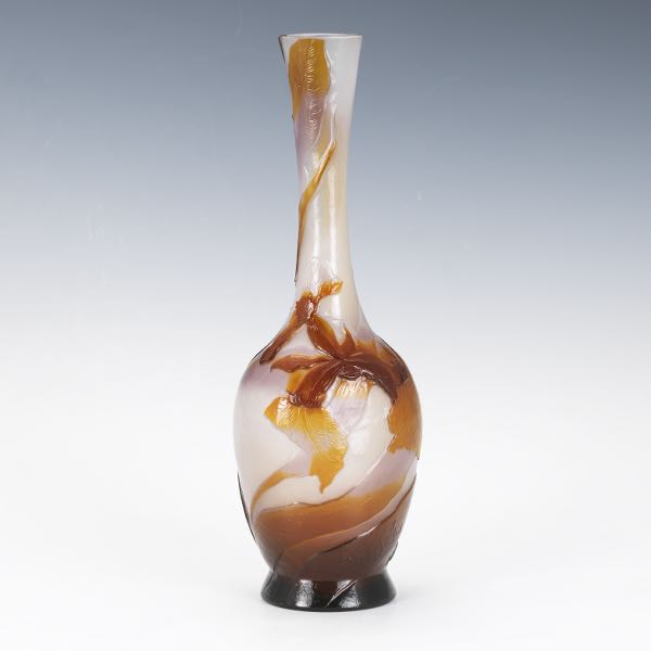 GALLE GLASS CAMEO VASE  11 ¾"H