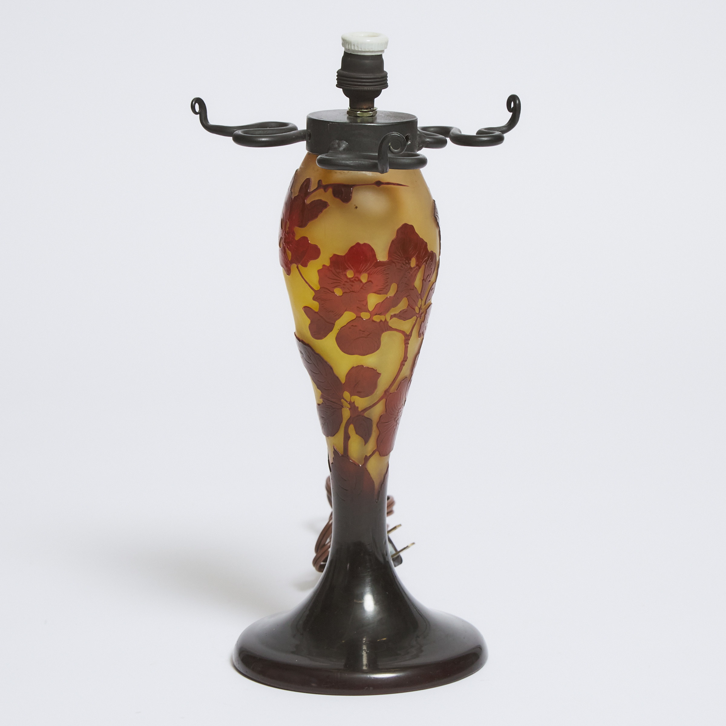 Gallé Hibiscus Cameo Glass Lamp