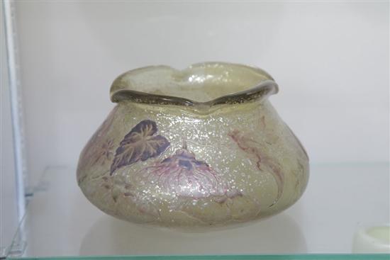 GALLE' LOW BOWL. Amber glass with