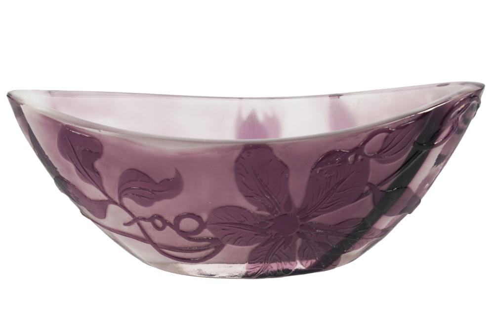GALLE OVERLAY ART GLASS BOAT SHAPED